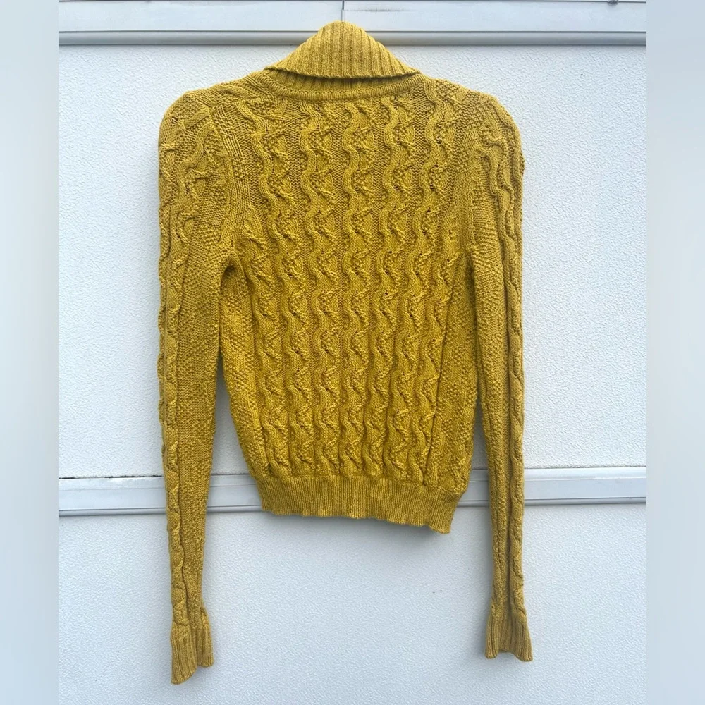 Anthropologie Sparrow Cardigan Sweater Cable Knit Yellow Open Women S Fisherman - Picture 8 of 9